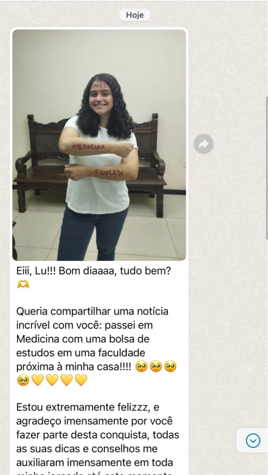 Curso de Redação para Medicina (CRM) depoimento e resultados prints de alunos